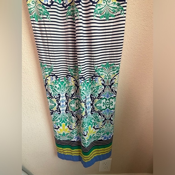 Soma Soft Multicolor Tropical Floral Stripe Print Surplice Max Dress XL - Picture 6 of 9